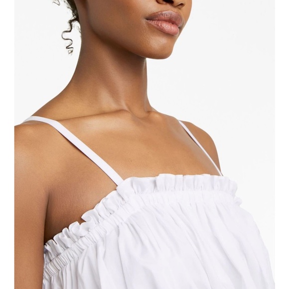 Cinqt a Sept Ivee puffball cropped cotton top Reg. $225 white SZ XXS | O/2 - Picture 3 of 7